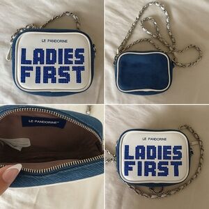 Le Pandorine “Ladies First” Denim & White Crossbody Bag